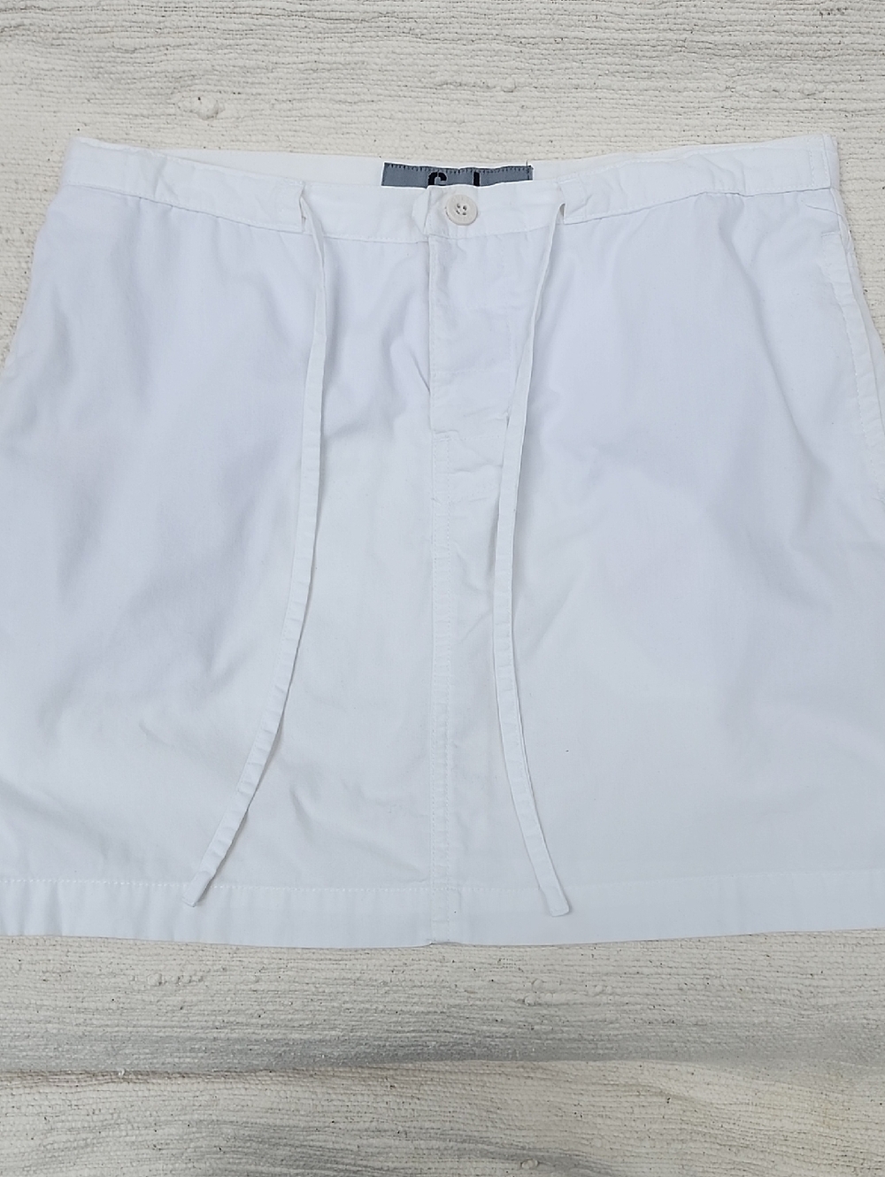 G by Guess White Mini Skirt with Drawstring Waist Y2K